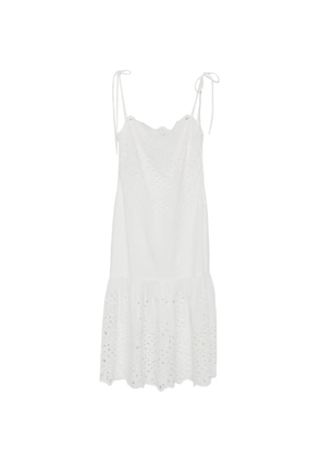 MOSCHINO JEANS broderie-anglaise tie-strap dress - White