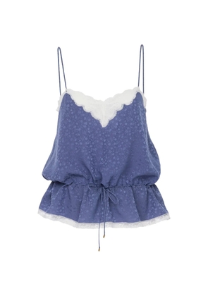Chloé lace-trimmed silk cami top - Blue