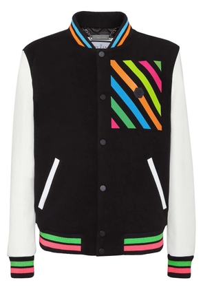 Philipp Plein logo-appliqué wool jacket - Black