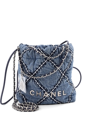 CHANEL Pre-Owned 22 Chain Quilted Stitched Denim Mini hobo bag - Blue