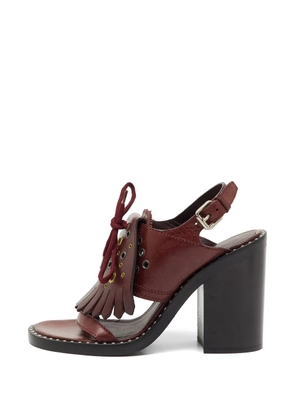 Burberry Pre-Owned Beverley eyelet fringe sandals - Red
