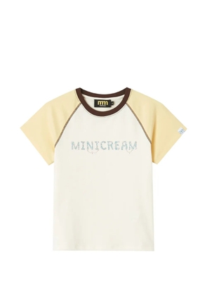 Mini Cream raglan-sleeve logo-print T-shirt - Neutrals