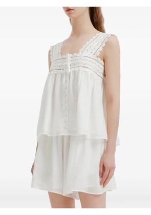 b+ab lace-trim button-front jumpsuit - White