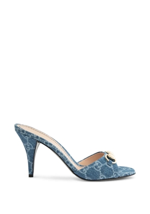 Gucci Horsebit monogram-jacquard sandals - Blue