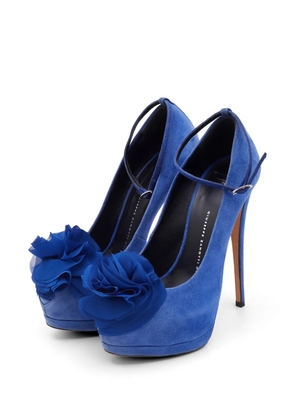 Giuseppe Zanotti Vintage flower-appliqué platform pumps - Blue