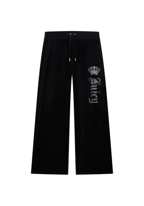 Juicy Couture Diamanté crown velour track pants - Black