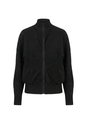 MeimeiJ pleated-texture zip-up sweatshirt - Black