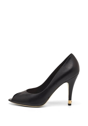 CHANEL Pre-Owned CC-heel peep-toe heeled pumps - Black