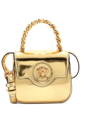 Versace Pre-Owned La Medusa Chain Handle Crossbody Bag Patent Mini satchel - Gold
