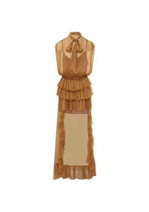 ACTUALEE ruffled tiered asymmetric dress - Brown