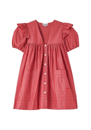 GANNI striped ruffled mini dress - Red