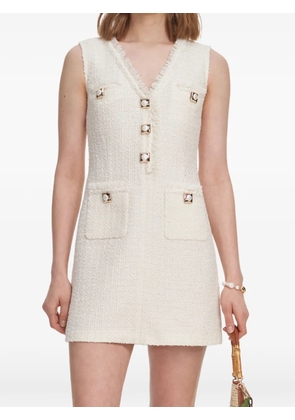 Self-Portrait bouclé frayed-edge mini dress - Neutrals