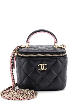 CHANEL Pre-Owned Classic Top Handle Vanity Case with Chain Quilted Lambskin Mini crossbody bag - Black