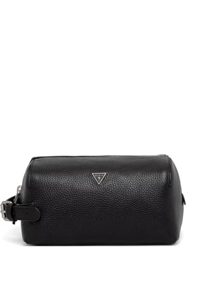 GUESS USA Monaco logo-plaque pebbled leather clutch bag - Black