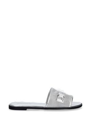 DKNY logo-patch mesh sandals - Silver