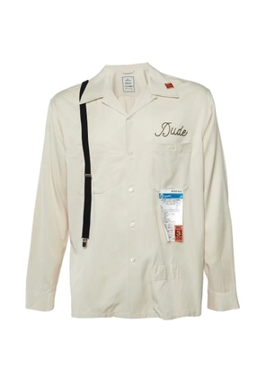 Mastermind World embroidered long-sleeve shirt - Neutrals