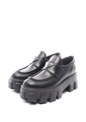 Prada Pre-Owned Monolith brushed leather loafers - Black