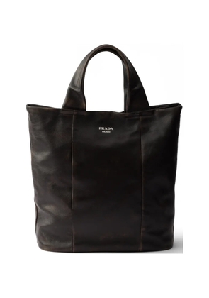 Prada distressed nappa leather tote bag - Brown