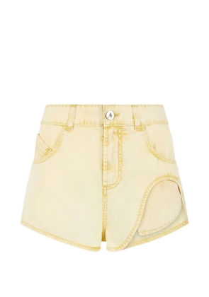 The Attico cut-out acid-wash shorts - Yellow