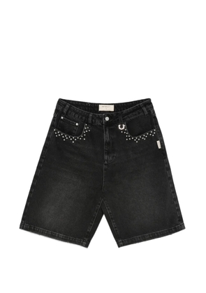 RETERNITY stud-embellished denim shorts - Black