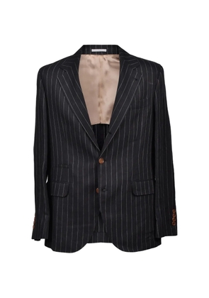 Brunello Cucinelli pinstripe-pattern linen jacket - Black
