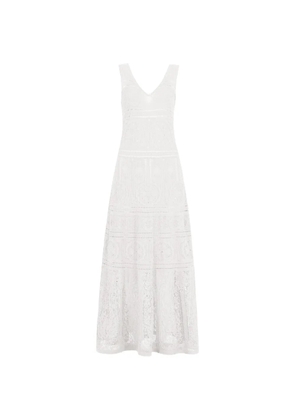 D.Exterior crochet-knit V-neck maxi dress - White