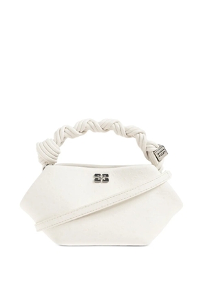 GANNI ostrich-effect twisted-handle tote bag - White