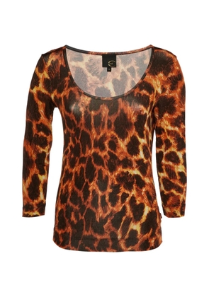 Just Cavalli Vintage animal-print scoop-neck top - Orange