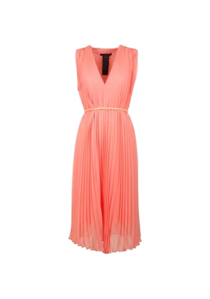 Pianoforte belted pleated midi dress - Pink