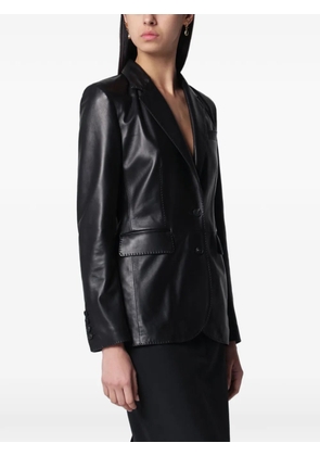 Tagliatore single-breasted leather blazer - Black