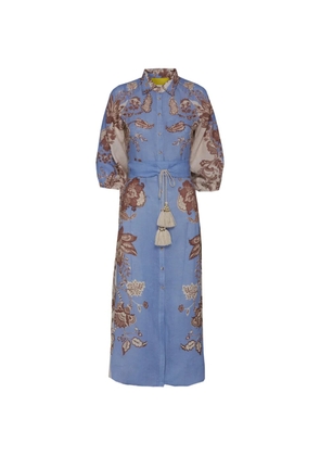PHILIPPA 1970 Rene floral-print belted midi dress - Blue