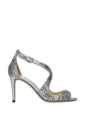 Jimmy Choo Emily glitter-embellished sandals - Silver