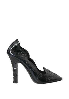 Dolce & Gabbana floral-cutout patent-leather pumps - Black