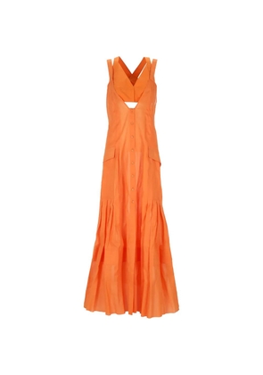Alberta Ferretti pleated button-down maxi dress - Orange