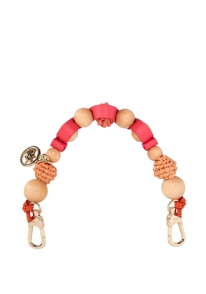 Longchamp beaded logo-charm bag strap - Neutrals