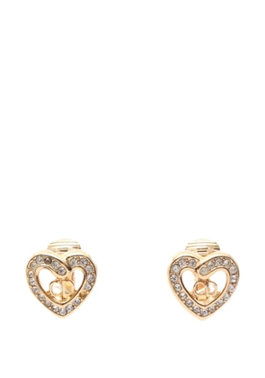 Christian Dior Pre-Owned 2010s CD logo rhinestone heart earrings - Gold
