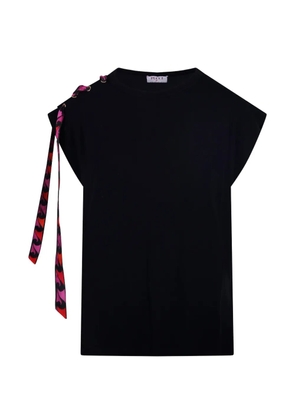 PUCCI Marmo-print tie-detail T-shirt - Black