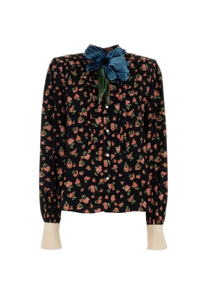 Valentino Garavani floral-print crepe shirt - Black