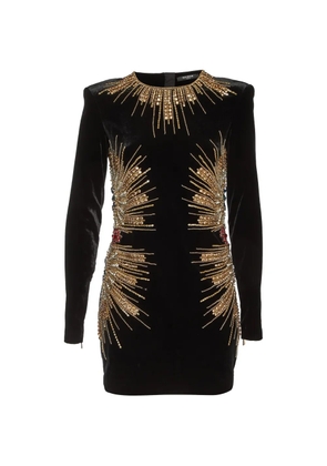 Balmain Pre-Owned velvet embellished mini dress - Black