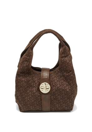 DKNY Vintage croc-embossed leather shoulder bag - Brown