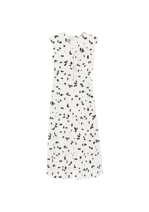 Alysi leaf-print ruched-detail dress - White