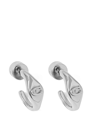 Coach logo-plaque hoop earrings - Silver