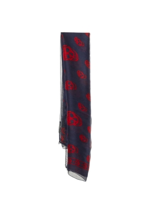 Alexander McQueen Pre-Owned skull-print scarf - Blue
