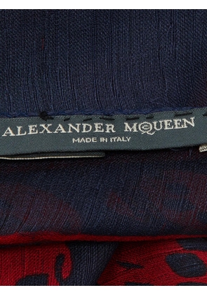 Alexander McQueen Pre-Owned skull-print scarf - Blue