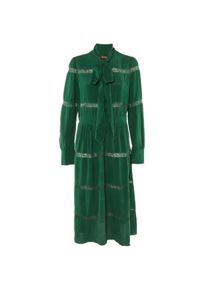 Max Mara tiered lace-insert maxi dress - Green