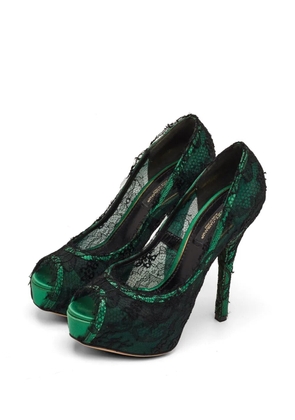 Dolce & Gabbana Pre-Owned lace platform peep-toe pumps - Green