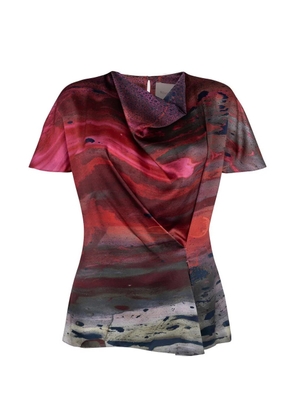 Roksanda Zua abstract-print draped-neck blouse - Pink