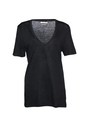 MARANT ÉTOILE linen knit V-neck T-Shirt - Black