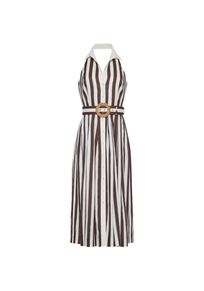 Cara Cara Quentin Midi striped belted dress - Brown