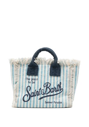 MC2 Saint Barth mini Vanity striped frayed tote bag - Blue